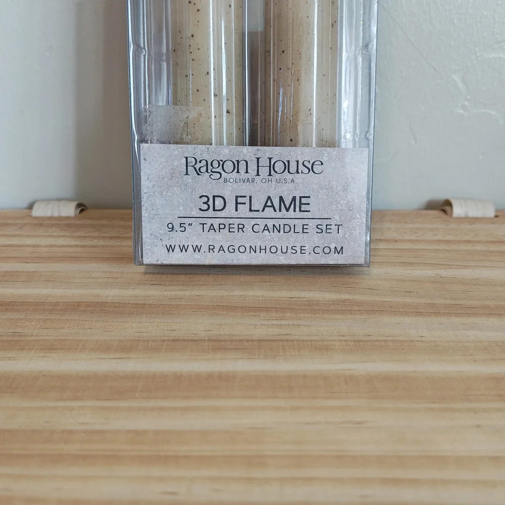 Cream 3D Flame Taper Candle Set - 9.5